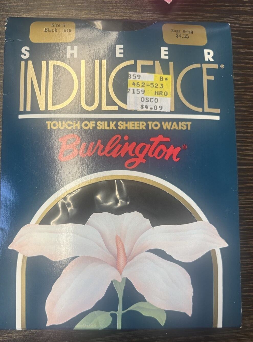 Vintage Burlington Sheer Indulgence Pantyhose Control Top Black Size 3 NEW